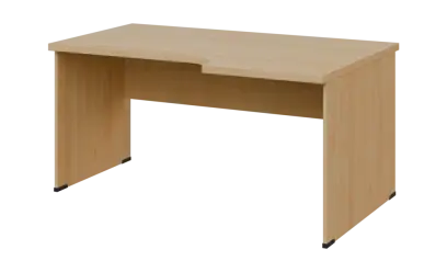 SIRL 38 - 166 stůl kancelářský, rohový, pravý, dřevěná podnož, deska 36 mm, široký 1600 mm, javor horský