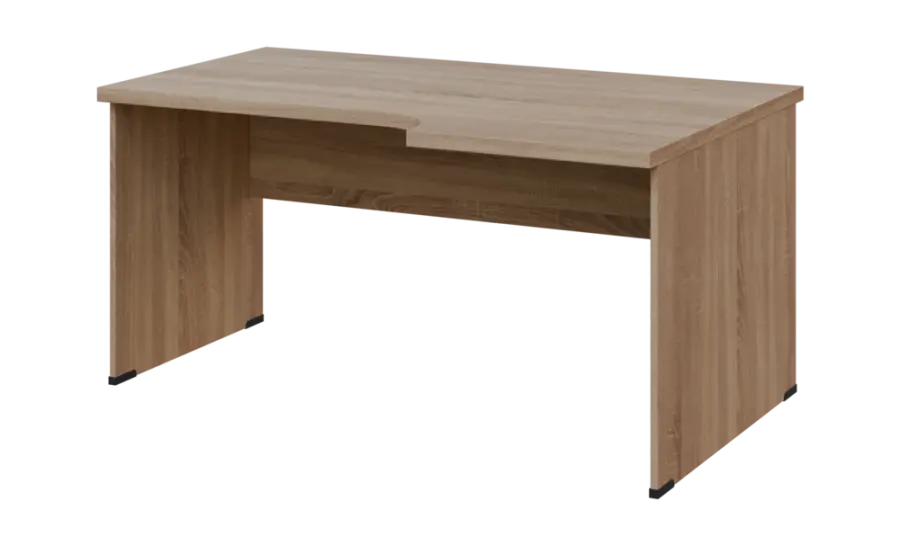 SIRL 38 - 166 stůl kancelářský, rohový, pravý, dřevěná podnož, deska 36 mm, široký 1600 mm, dub bardolino