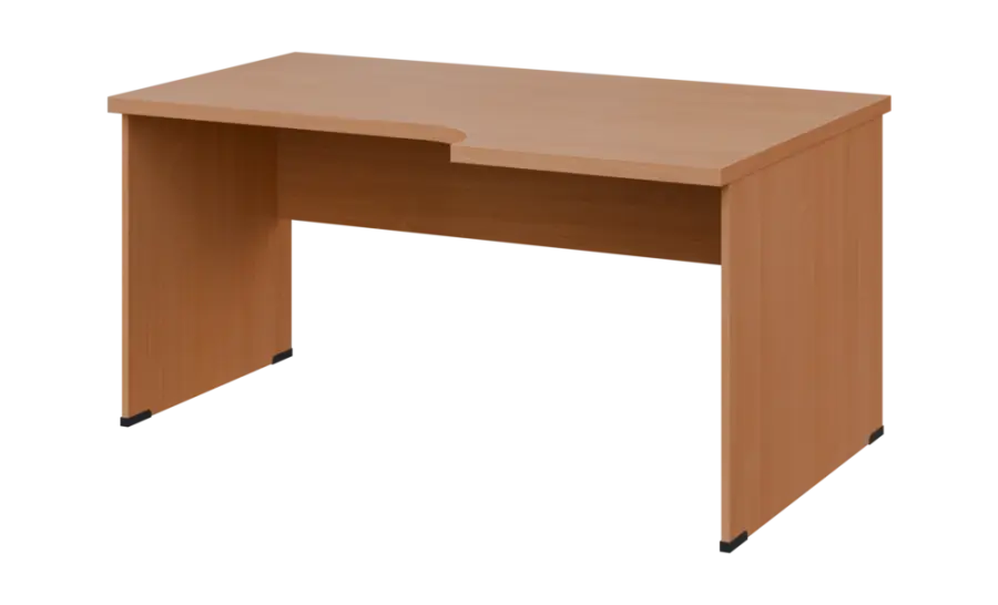 SIRL 38 - 166 stůl kancelářský, rohový, pravý, dřevěná podnož, deska 36 mm, široký 1600 mm, buk royal