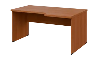 SIRL 38 - 166 stůl kancelářský, rohový, pravý, dřevěná podnož, deska 36 mm, široký 1600 mm, olše jantar