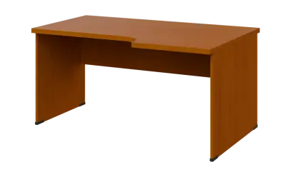 SIRL 38 - 166 stůl kancelářský, rohový, pravý, dřevěná podnož, deska 36 mm, široký 1600 mm, třešeň šumavská