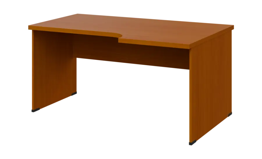 SIRL 38 - 166 stůl kancelářský, rohový, pravý, dřevěná podnož, deska 36 mm, široký 1600 mm, třešeň šumavská