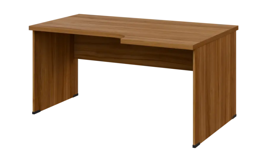 SIRL 38 - 166 stůl kancelářský, rohový, pravý, dřevěná podnož, deska 36 mm, široký 1600 mm, ořech světlý