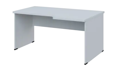 SIRL 38 - 166 stůl kancelářský, rohový, pravý, dřevěná podnož, deska 36 mm, široký 1600 mm, bílá