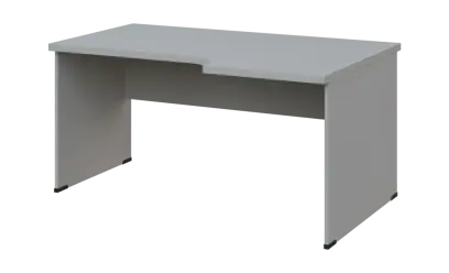 SIRL 38 - 166 stůl kancelářský, rohový, pravý, dřevěná podnož, deska 36 mm, široký 1600 mm, šedá