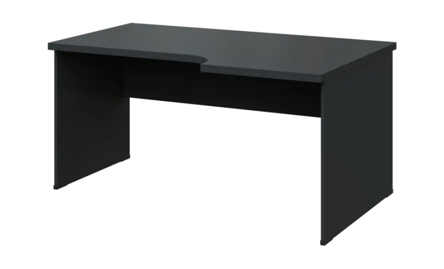 SIRL 38 - 166 stůl kancelářský, rohový, pravý, dřevěná podnož, deska 36 mm, široký 1600 mm, antracit