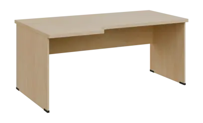 SIRL 38 - 186 stůl kancelářský, rohový, levý, dřevěná podnož, deska 36 mm, široký 1800 mm, bříza světlá