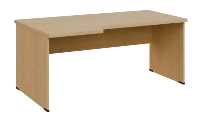 SIRL 38 - 186 stůl kancelářský, rohový, levý, dřevěná podnož, deska 36 mm, široký 1800 mm, javor horský