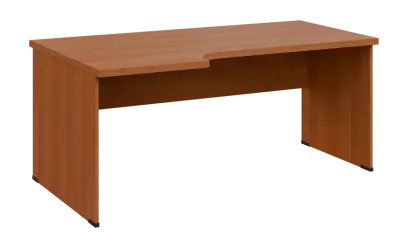 SIRL 38 - 186 stůl kancelářský, rohový, levý, dřevěná podnož, deska 36 mm, široký 1800 mm, olše jantar