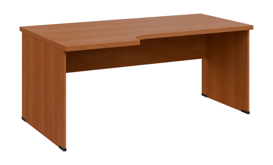 SIRL 38 - 186 stůl kancelářský, rohový, levý, dřevěná podnož, deska 36 mm, široký 1800 mm, olše jantar