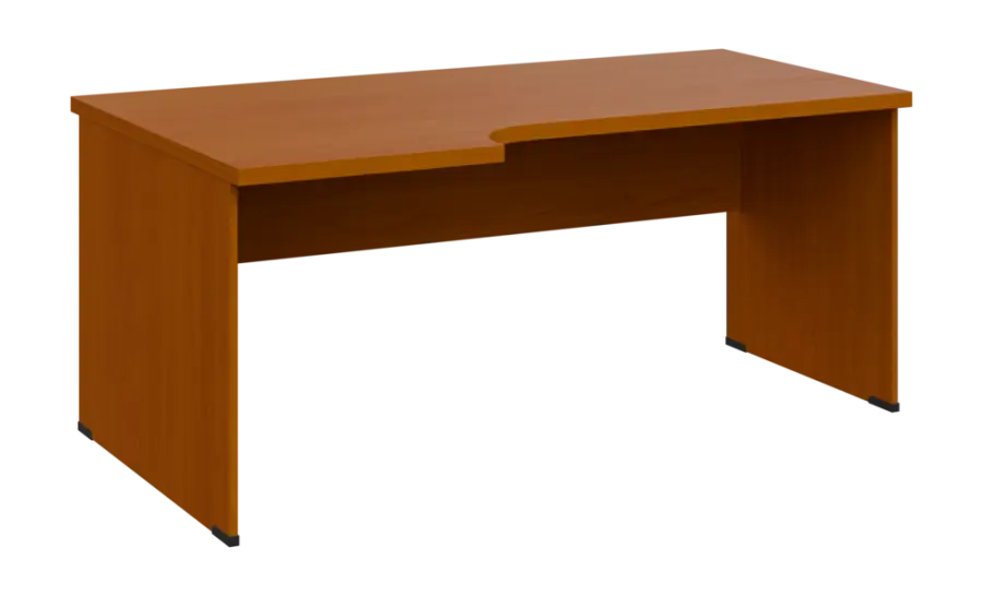 SIRL 38 - 186 stůl kancelářský, rohový, levý, dřevěná podnož, deska 36 mm, široký 1800 mm, třešeň šumavská
