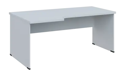 SIRL 38 - 186 stůl kancelářský, rohový, levý, dřevěná podnož, deska 36 mm, široký 1800 mm, bílá