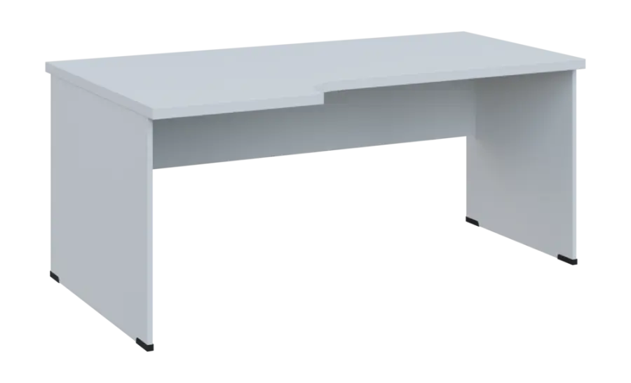 SIRL 38 - 186 stůl kancelářský, rohový, levý, dřevěná podnož, deska 36 mm, široký 1800 mm, bílá