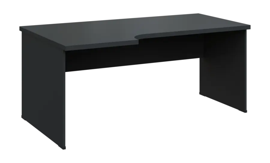 SIRL 38 - 186 stůl kancelářský, rohový, levý, dřevěná podnož, deska 36 mm, široký 1800 mm, antracit