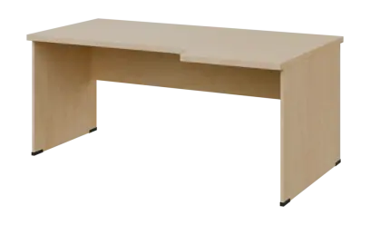 SIRL 38 - 186 stůl kancelářský, rohový, pravý, dřevěná podnož, deska 36 mm, široký 1800 mm, bříza světlá