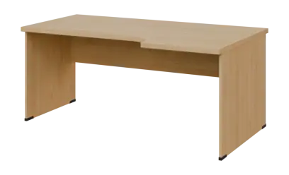 SIRL 38 - 186 stůl kancelářský, rohový, pravý, dřevěná podnož, deska 36 mm, široký 1800 mm, javor horský