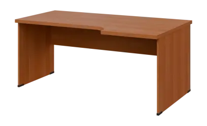 SIRL 38 - 186 stůl kancelářský, rohový, pravý, dřevěná podnož, deska 36 mm, široký 1800 mm, olše jantar