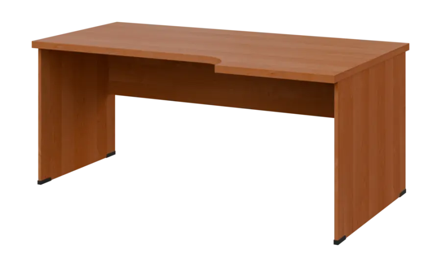 SIRL 38 - 186 stůl kancelářský, rohový, pravý, dřevěná podnož, deska 36 mm, široký 1800 mm, olše jantar
