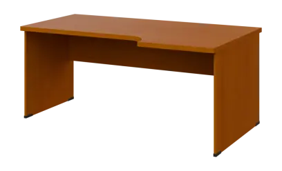 SIRL 38 - 186 stůl kancelářský, rohový, pravý, dřevěná podnož, deska 36 mm, široký 1800 mm, třešeň šumavská