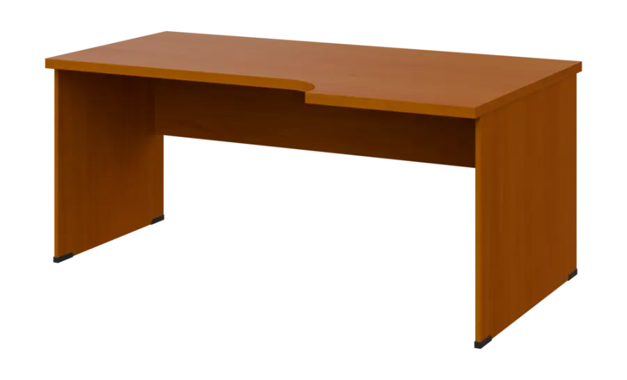 SIRL 38 - 186 stůl kancelářský, rohový, pravý, dřevěná podnož, deska 36 mm, široký 1800 mm, třešeň šumavská