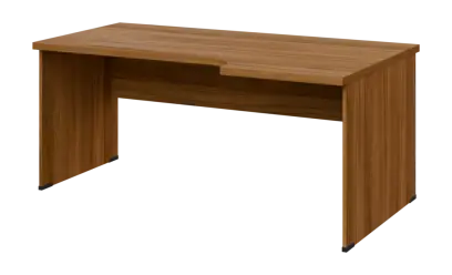 SIRL 38 - 186 stůl kancelářský, rohový, pravý, dřevěná podnož, deska 36 mm, široký 1800 mm, ořech světlý