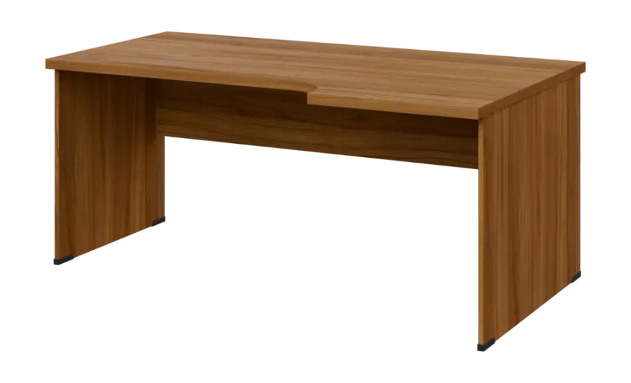 SIRL 38 - 186 stůl kancelářský, rohový, pravý, dřevěná podnož, deska 36 mm, široký 1800 mm, ořech světlý