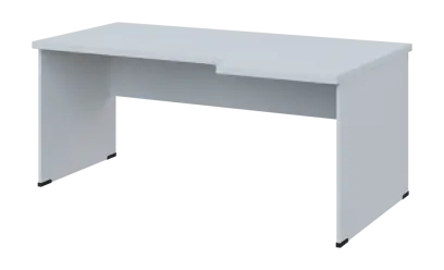 SIRL 38 - 186 stůl kancelářský, rohový, pravý, dřevěná podnož, deska 36 mm, široký 1800 mm, bílá