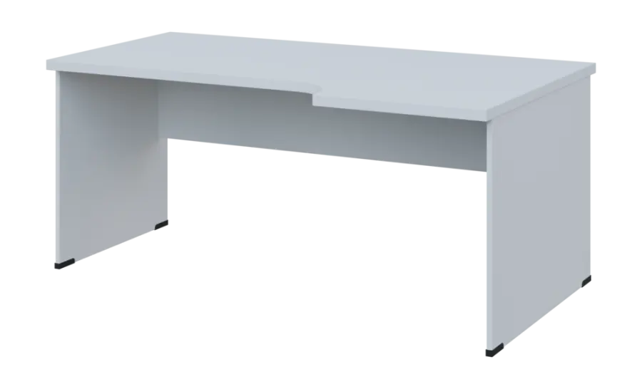 SIRL 38 - 186 stůl kancelářský, rohový, pravý, dřevěná podnož, deska 36 mm, široký 1800 mm, bílá