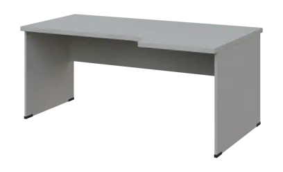 SIRL 38 - 186 stůl kancelářský, rohový, pravý, dřevěná podnož, deska 36 mm, široký 1800 mm, šedá