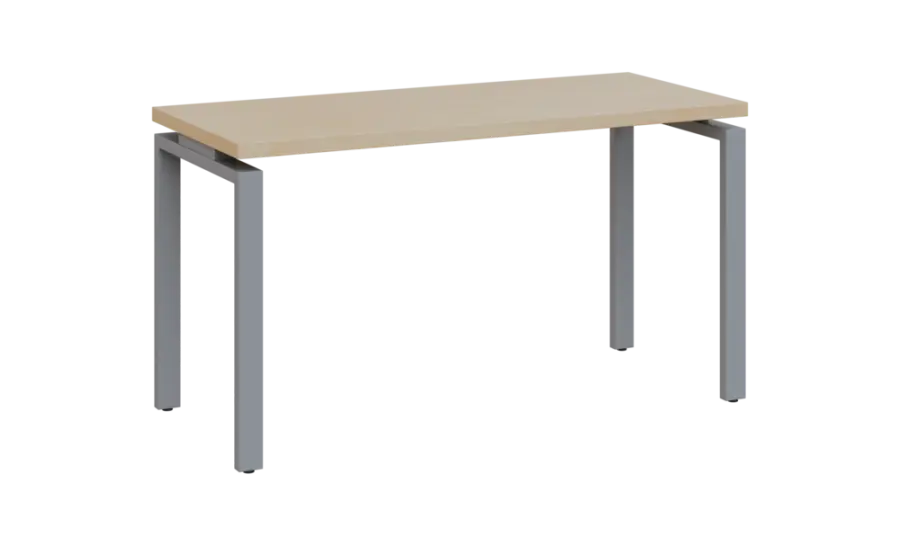 SIPK 36 - 14 stůl kancelářský, kovová podnož stříbrná, deska 36 mm, široký 1400 mm, bříza světlá