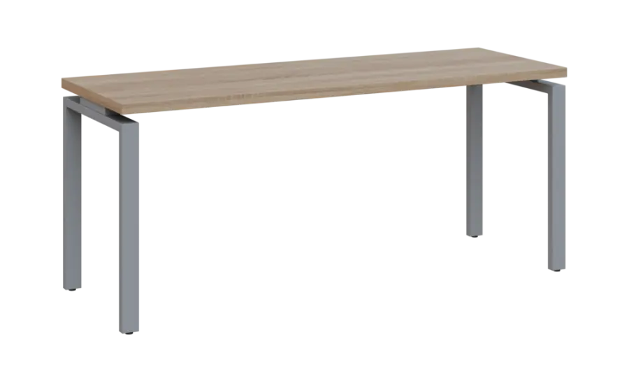 SIPK 36 - 18 stůl kancelářský, kovová podnož stříbrná, deska 36 mm, široký 1800 mm, dub bardolino