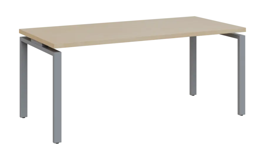 SIPK 38 - 18 stůl kancelářský, kovová podnož stříbrná, deska 36 mm, široký 1800 mm, bříza světlá