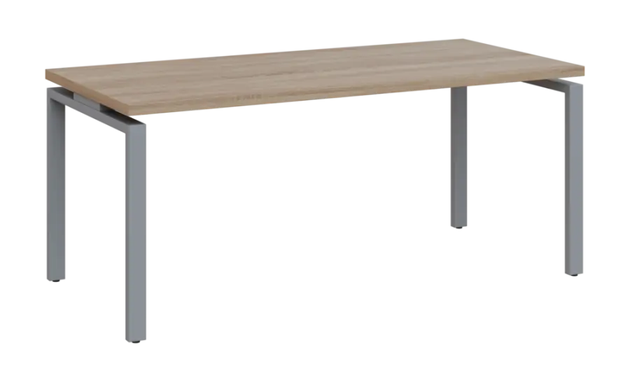 SIPK 38 - 18 stůl kancelářský, kovová podnož stříbrná, deska 36 mm, široký 1800 mm, dub bardolino