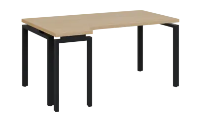 SIRK 38 - 164 stůl kancelářský, rohový, levý, kovová podnož černá, deska 36 mm, široký 1600 mm, javor horský