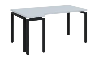 SIRK 38 - 164 stůl kancelářský, rohový, levý, kovová podnož černá, deska 36 mm, široký 1600 mm, bílá