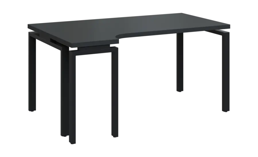 SIRK 38 - 164 stůl kancelářský, rohový, levý, kovová podnož černá, deska 36 mm, široký 1600 mm, antracit