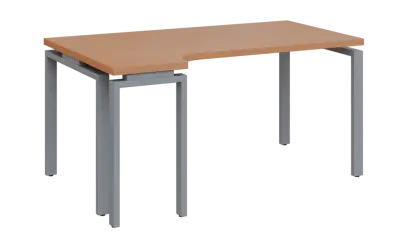SIRK 38 - 164 stůl kancelářský, rohový, levý, kovová podnož stříbrná, deska 36 mm, široký 1600 mm, b SIRK 38 - 164 stůl kancelářský, rohový, levý, kovová podnož stříbrná, deska 36 mm, široký 1600 mm, buk royal