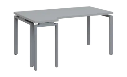 SIRK 38 - 164 stůl kancelářský, rohový, levý, kovová podnož stříbrná, deska 36 mm, široký 1600 mm, š SIRK 38 - 164 stůl kancelářský, rohový, levý, kovová podnož stříbrná, deska 36 mm, široký 1600 mm, šedá