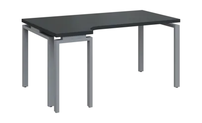 SIRK 38 - 164 stůl kancelářský, rohový, levý, kovová podnož stříbrná, deska 36 mm, široký 1600 mm, a SIRK 38 - 164 stůl kancelářský, rohový, levý, kovová podnož stříbrná, deska 36 mm, široký 1600 mm, antracit