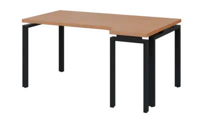 SIRK 38 - 164 stůl kancelářský, rohový, pravý, kovová podnož černá, deska 36 mm, široký 1600 mm, buk royal