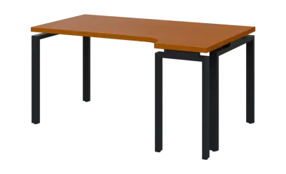 SIRK 38 - 164 stůl kancelářský, rohový, pravý, kovová podnož černá, deska 36 mm, široký 1600 mm, třešeň šumavská