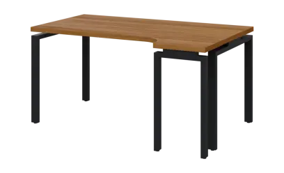 SIRK 38 - 164 stůl kancelářský, rohový, pravý, kovová podnož černá, deska 36 mm, široký 1600 mm, ořech světlý