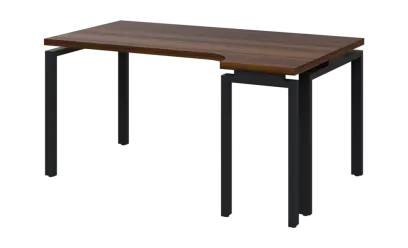 SIRK 38 - 164 stůl kancelářský, rohový, pravý, kovová podnož černá, deska 36 mm, široký 1600 mm, ořech královský