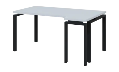SIRK 38 - 164 stůl kancelářský, rohový, pravý, kovová podnož černá, deska 36 mm, široký 1600 mm, bílá