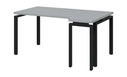 SIRK 38 - 164 stůl kancelářský, rohový, pravý, kovová podnož černá, deska 36 mm, široký 1600 mm, šedá