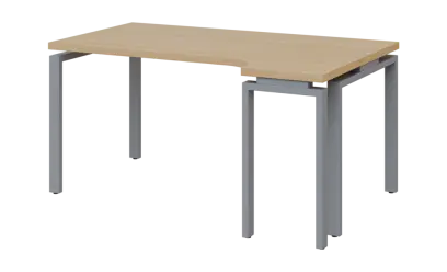 SIRK 38 - 164 stůl kancelářský, rohový, pravý, kovová podnož stříbrná, deska 36 mm, široký 1600 mm, javor horský