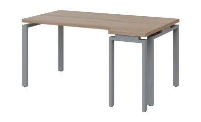 SIRK 38 - 164 stůl kancelářský, rohový, pravý, kovová podnož stříbrná, deska 36 mm, široký 1600 mm, dub bardolino