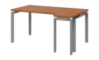 SIRK 38 - 164 stůl kancelářský, rohový, pravý, kovová podnož stříbrná, deska 36 mm, široký 1600 mm,
