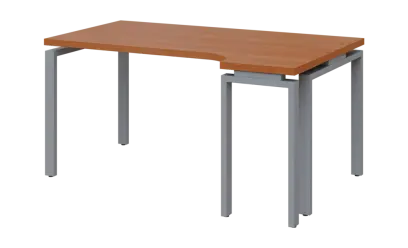 SIRK 38 - 164 stůl kancelářský, rohový, pravý, kovová podnož stříbrná, deska 36 mm, široký 1600 mm, olše jantar