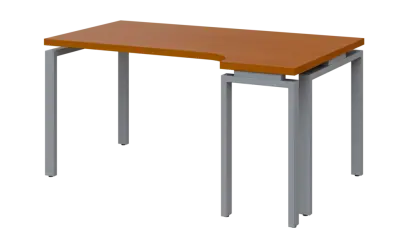 SIRK 38 - 164 stůl kancelářský, rohový, pravý, kovová podnož stříbrná, deska 36 mm, široký 1600 mm, třešeň šumavská